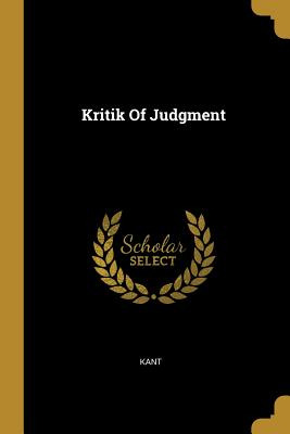 Libro Kritik Of Judgment - Kant
