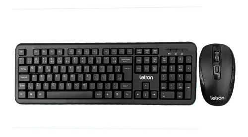 Kit Teclado E Mouse Office Tech Sem Fio Óptico Preto Letron