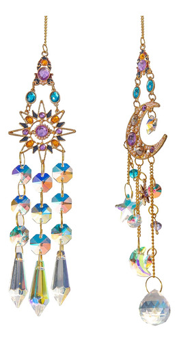 Colgante De Cristal Suncatcher Con Forma De Sol Y Luna, Pris