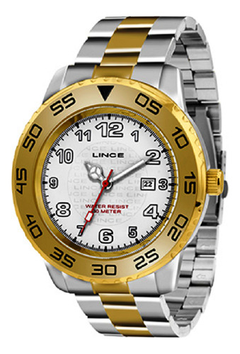 Relógio Masculino Lince Prata E Dourado Mrt4335l B2sk