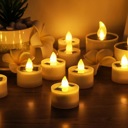 Velas Led Con Luz De Té Solar, Sin Llama, Para Exteriores