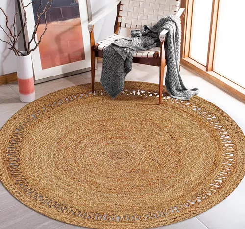 Alfombra redonda de yute, alfombra redonda de yute de 4 pies