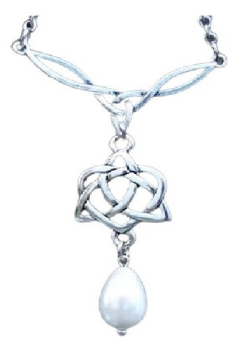 Collar Cadena Nudo De Brujas Celta Con Perla Amuleto 2 Model