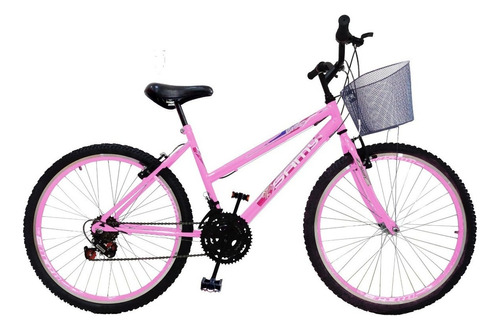 Bicicleta Aro 24 Flowers 18 Vel Com Cesta