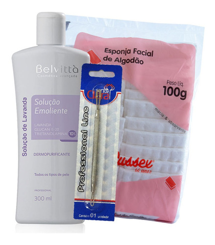 Kit Amolecedor Comedões 300ml Belvittà Com Algodão, Extrator