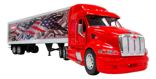 Camion De Juguete Peterbilt 387 Remolque Caja Seca Esc 1:32 Color Rojo