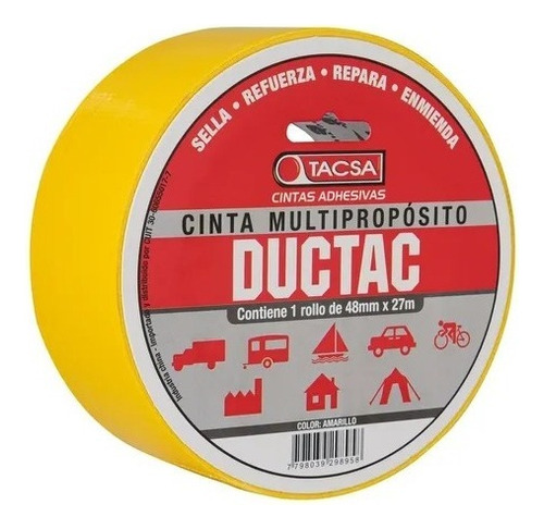 Cinta Multiproposito Tacsa Ductac Tape 27 Mts Colores Color Amarillo