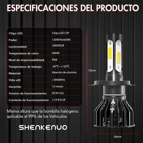 Kit De Focos Led 9003 H11 Para Chevrolet Beat 2018 2019