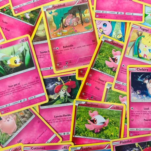 20 Cartas Originais Pokémon Energia Tipo Fada + Brindes