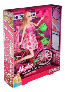 Boneca Articulada Tipo Barbie Musical Com Bicicleta E Led
