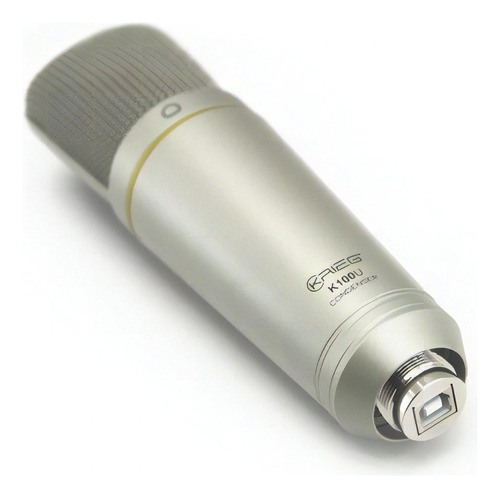 Microfono Krieg K-100u De Condensador De Estudio Usb C/estuc Color Plata