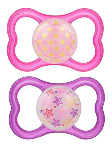 Mam Air Night Orthodontic Pacifier2 Pack Girl 6 Meses