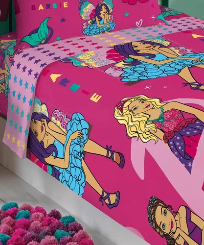 Jogo De Cama Solteiro Estampado Barbie Lepper 2 Pçs - Barbie