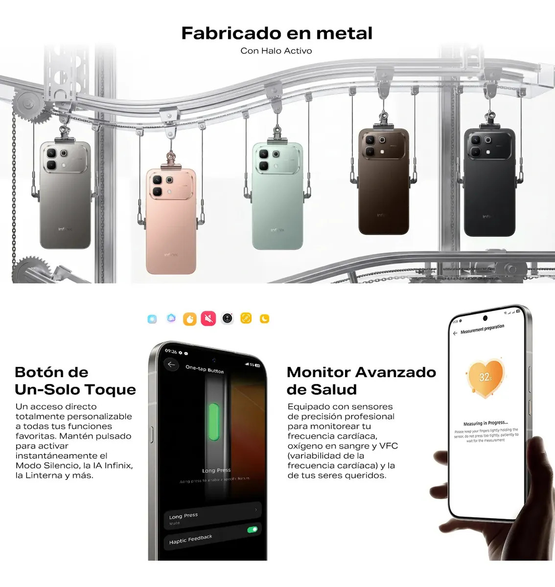 Celular Infinix Note 60 5G 16GB RAM: 8GB+8GB Extendible 256GB ROM, 6,78'' AMOLED 144Hz 1.5K, 6150mAh 30W Inalámbrica 45W Carga Rápida, Ai Smartphone Dual SIM, Cámara 50MP+13MP Live Photo, Niebla Titan