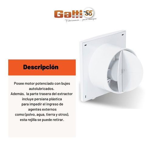 Imagen 7 de 9 de Extractor De Aire Baño 5 (12 Cm) C/ Pers. Motor Potenciado