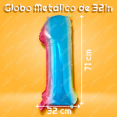 Globo Multicolor Metálico 81 Cm Numero Gigante 32 In Fiesta