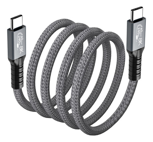 Cable Usb 4.0 De Doble Tipo C, 40 Gbps, Pd 240 W, 30 Cm