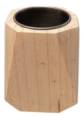 Mate De Madera Hexagonal 10 Cm Con Vaso De Acero