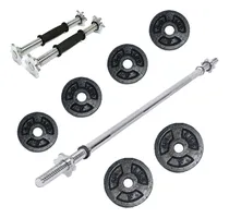 Comprar Kit Pesas 40libras En Discos+barras Mancuernas+barra De 1.20