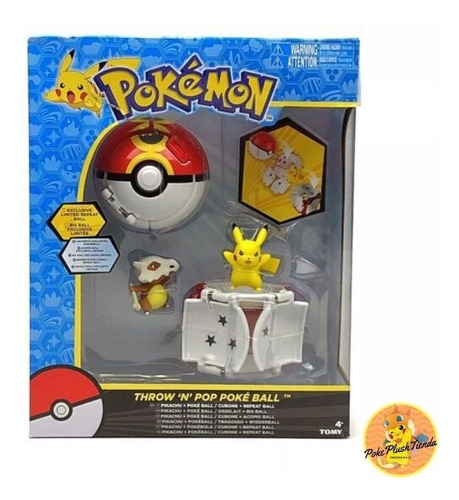 Figuras Pokémon Pokeball Cubone Pikachu Throw N Pop Original
