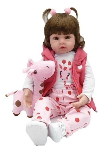 VXN Boneca Reborn Menina Girafinha 48cm Silicone