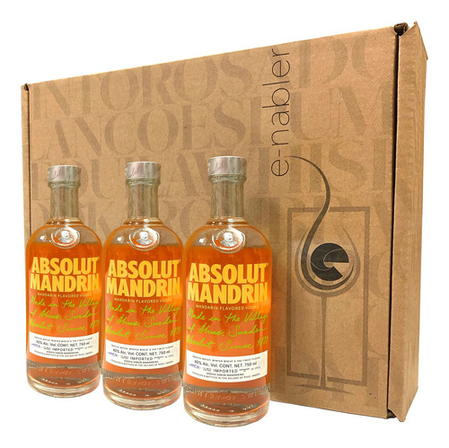 Tripack Absolut Mandarin Vodka Suecia 750ml