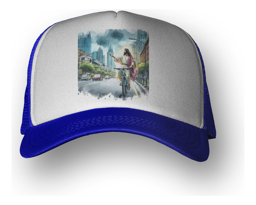 Gorra  Jesus En Bici City Ciudad Edificios