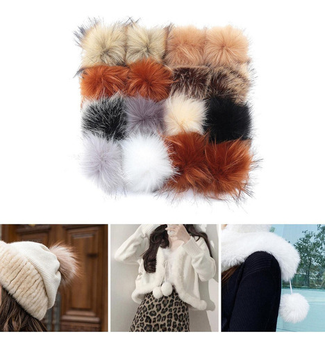 Pompones For Gorro De Tejer Manualidades 16 Piezas 10cm