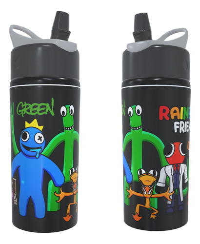 Garrafa Agua Squeeze Infantil Roblox Rainbow Friends 600ml Cor Preto