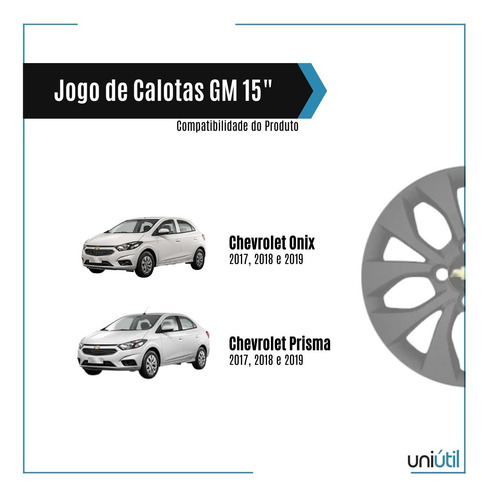 Jogo 4 Calotas Aro 15 Onix Prisma 2017 Até 2019 Preto Fosco