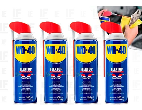 Kit 4 Wd-40 500ml Flextop Desengripante Oferta