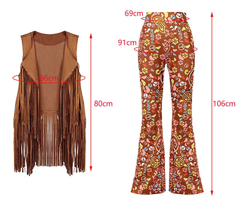 Conjunto De Disfraz De Hippie, Accesorios De Ropa Para Mujer