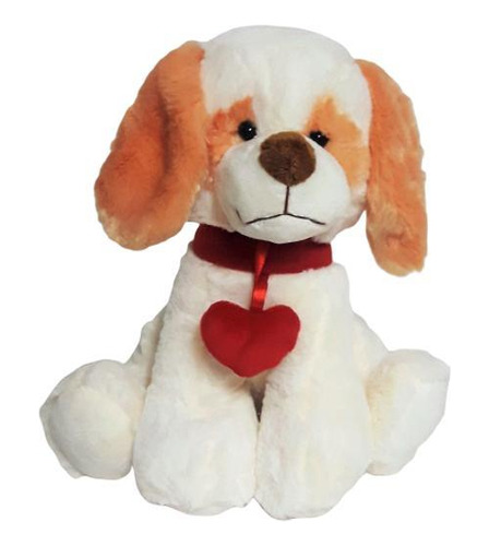 Cachorro De Pelúcia Com Colar De Coração - 26cm