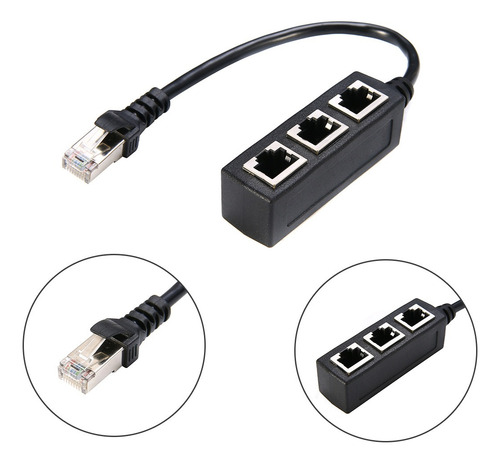 Rj45 1 A 3 Puertos Divisor De Red Ethernet Lan / Extensor