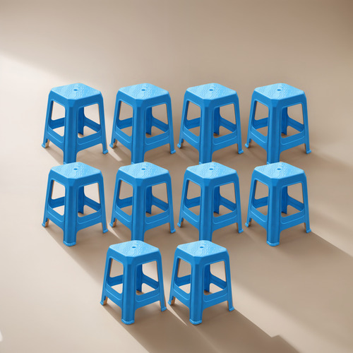 Banco De Plástico 10 Piezas Reforzado Uso Rudo Negocio Plastico Azul Claro