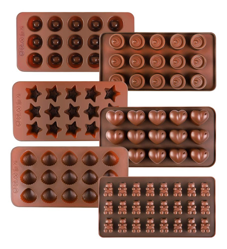 6 Moldes De Silicona Chocolate, Reutilizables, 90 Cavid...