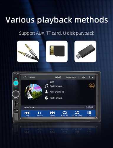 Autoestéreo Land Cast 1din Pantalla Táctil Mirrorlink Cámara