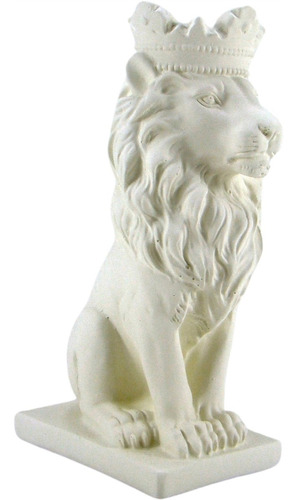 Rei Leão Com Coroa - Estatueta Do Rei Das Selvas - Gesso Cru
