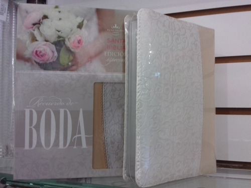 Imagen 5 de 8 de Biblia Recuerdo De Boda Símil Piel Filigrana Blanca/rosa Pal