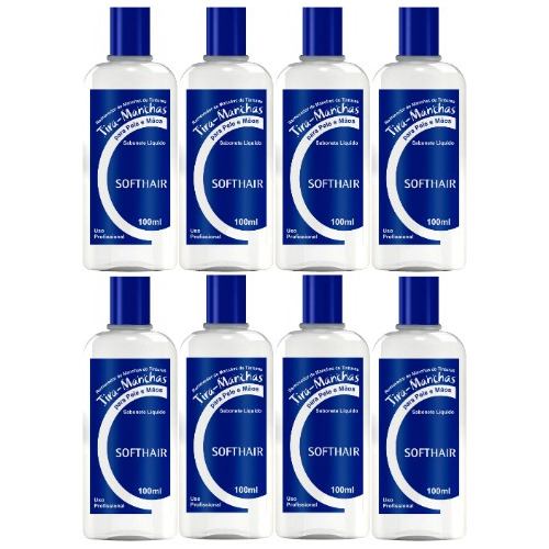 Kit Com 8 Tira Manchas Azul 100ml Softhair