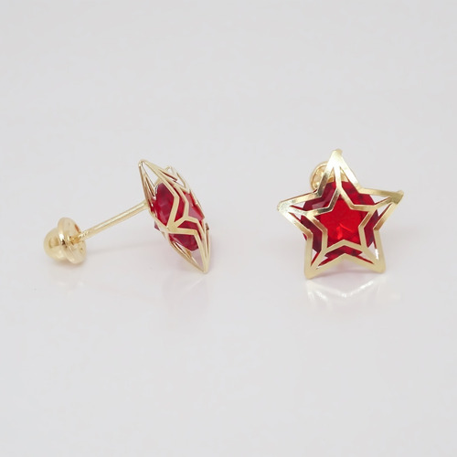 Amor Eterno - Broqueles Estrella Tecno / Aretes / Oro 10k