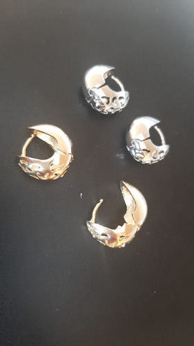 Imagem 5 de 5 de Brinco Prateado Argola Detalhada Alta Fusao Par - Sa802brp
