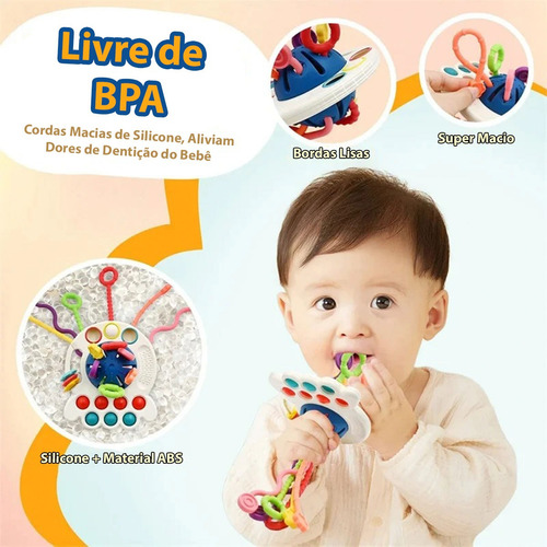 Brinquedo Montessori Sensorial Cordão Mão Morder Atividades