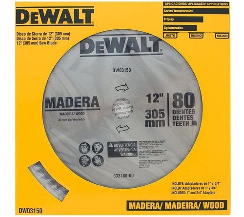 Disco Sierra P/madera 12 X 1-3/16 X 80d Dewalt Dw03150