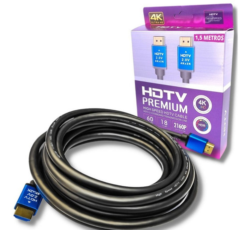Cable Hdmi 1.5 Metros V2.0 Real 4k 3d Dorado Ethernet Amitf9