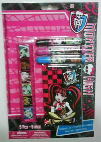 Monster High Set Libreta, Regla Y Marcadores/cotillon/fiesta
