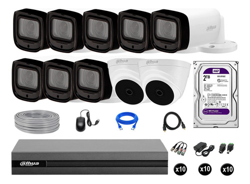 Cámaras Seguridad Kit 10 Fullhd +2tb Mayor Alcance Varifocal