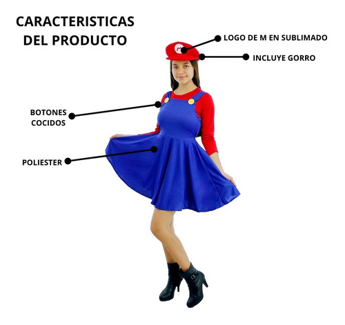 Imagen 4 de 8 de Disfraz Mario Mario Bros Dama