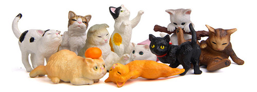 10x Mini Figura Colección Animal Gato Muñeca Juguetes Mini