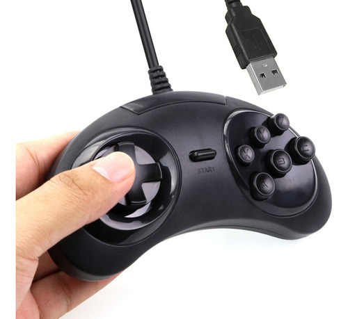 Controle Joystick Retrô Mega Saturno Compatível Pc/ Usb